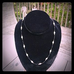 14K PLUMB Gold VTG Imperial Pearl Onyx Necklace